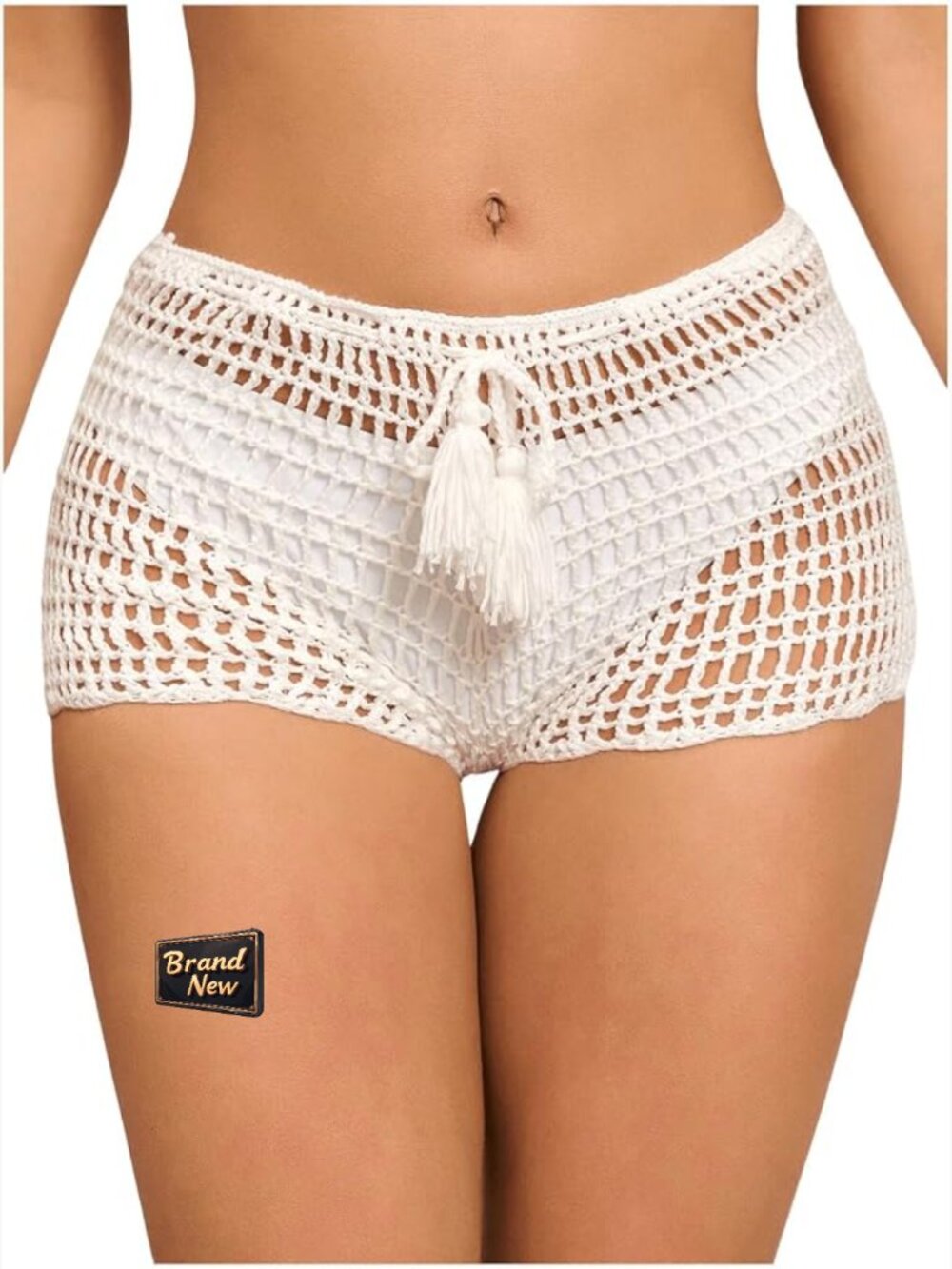 Crochet Hollow Out Tie Waist See Through Boho Shorts